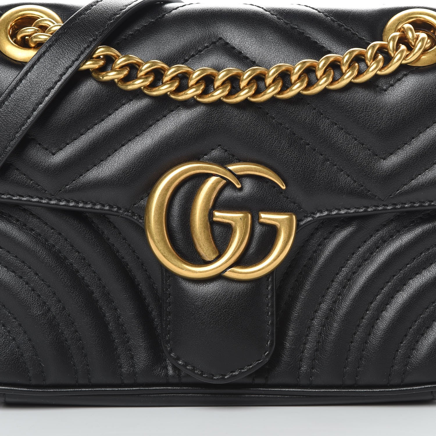 Gucci Calfskin Matelasse Mini GG Marmont Shoulder Bag Black 8 of 14