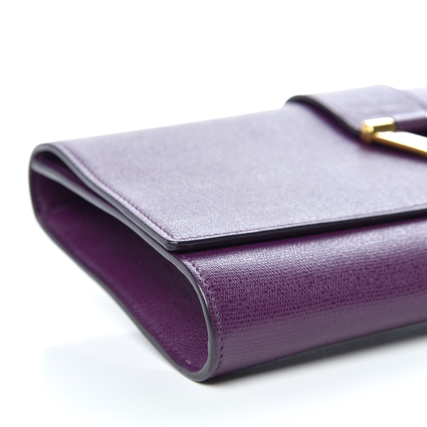 Textured Calfskin Y Ligne Clutch Purple