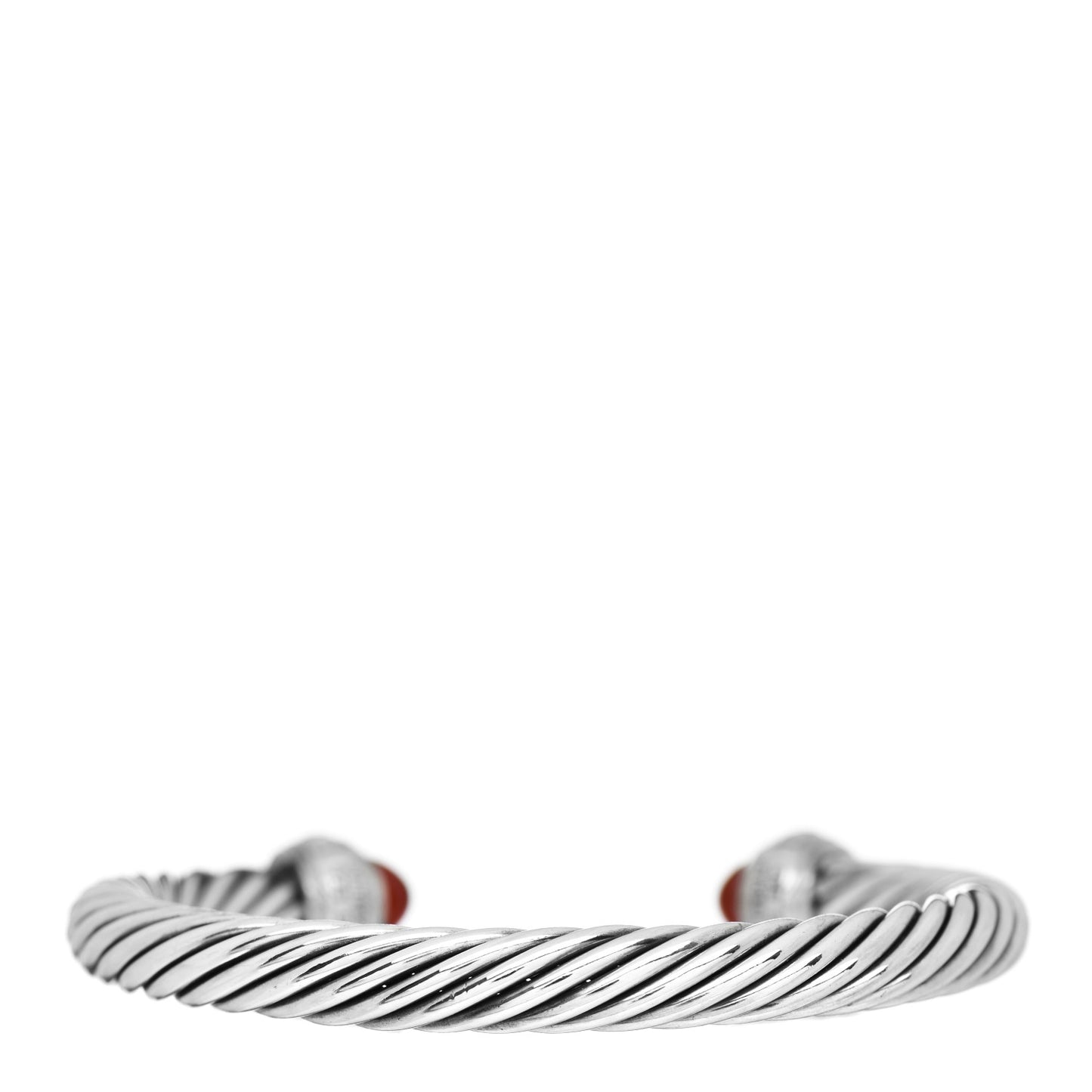 Sterling Silver 14K Yellow Gold Carnelian 7mm Cable Classics Bracelet