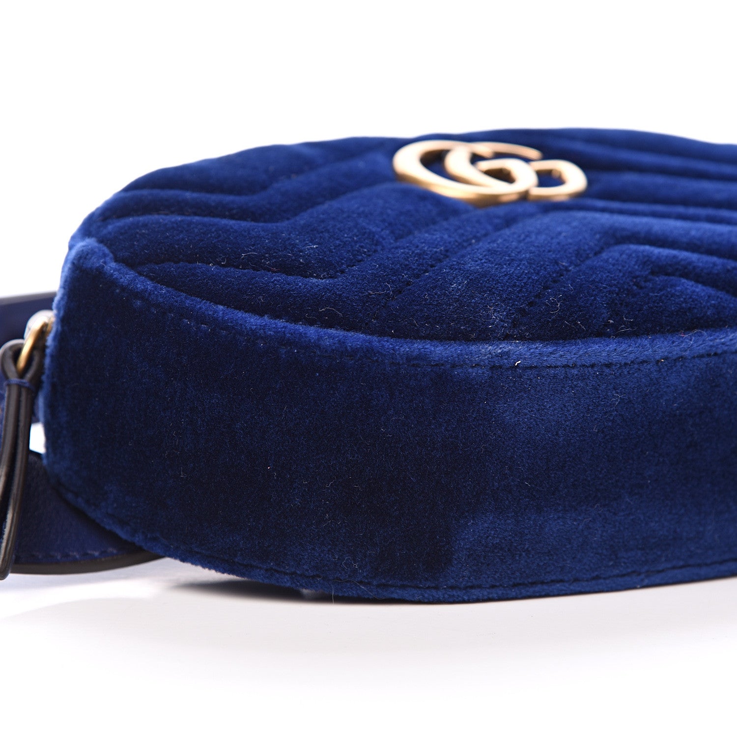 Gucci Velvet Matelasse GG Marmont Belt Bag 85 34 Cobalt Blue 8 of 10