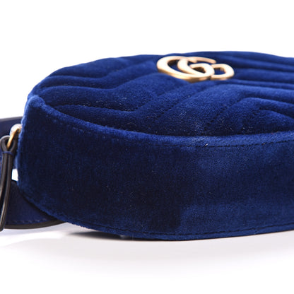 Gucci Velvet Matelasse GG Marmont Belt Bag 85 34 Cobalt Blue 8 of 10