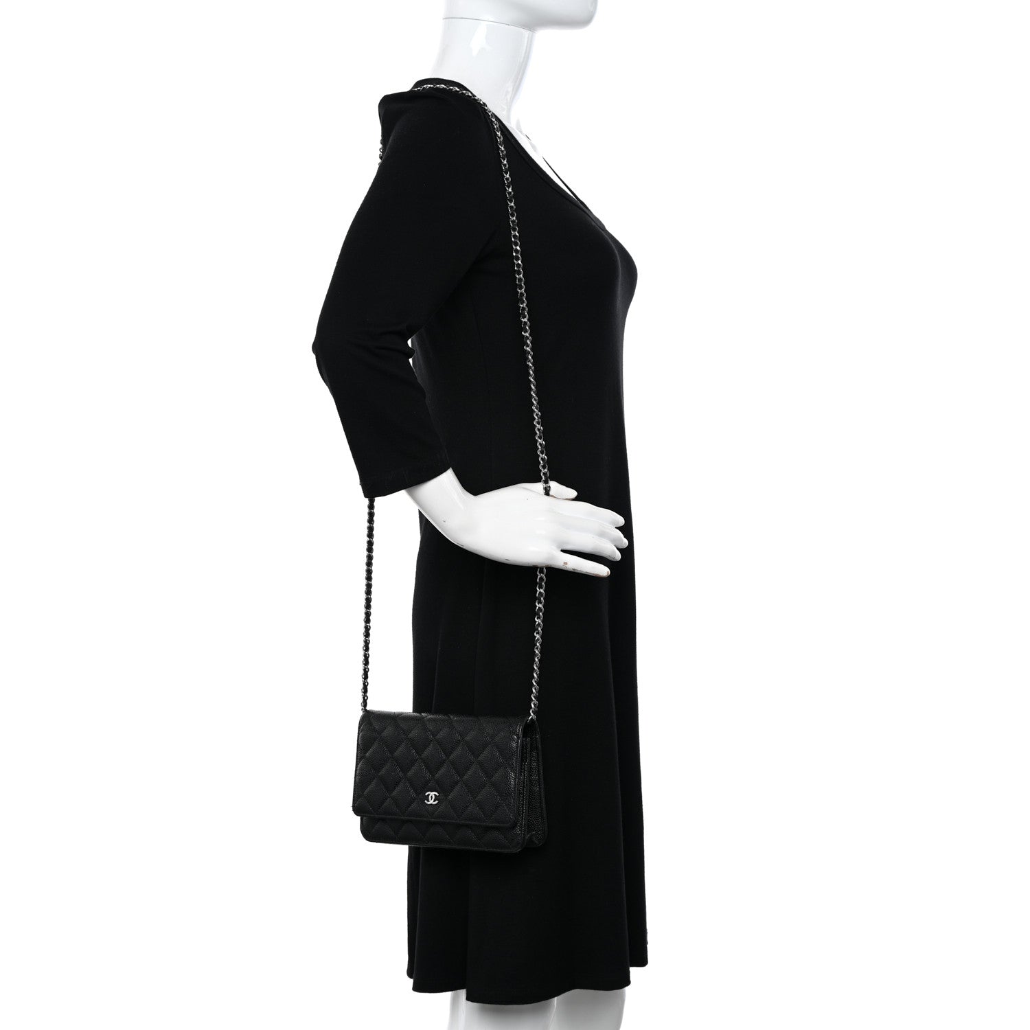Chanel Caviar Quilted Wallet on Chain WOC Black 2 of 12