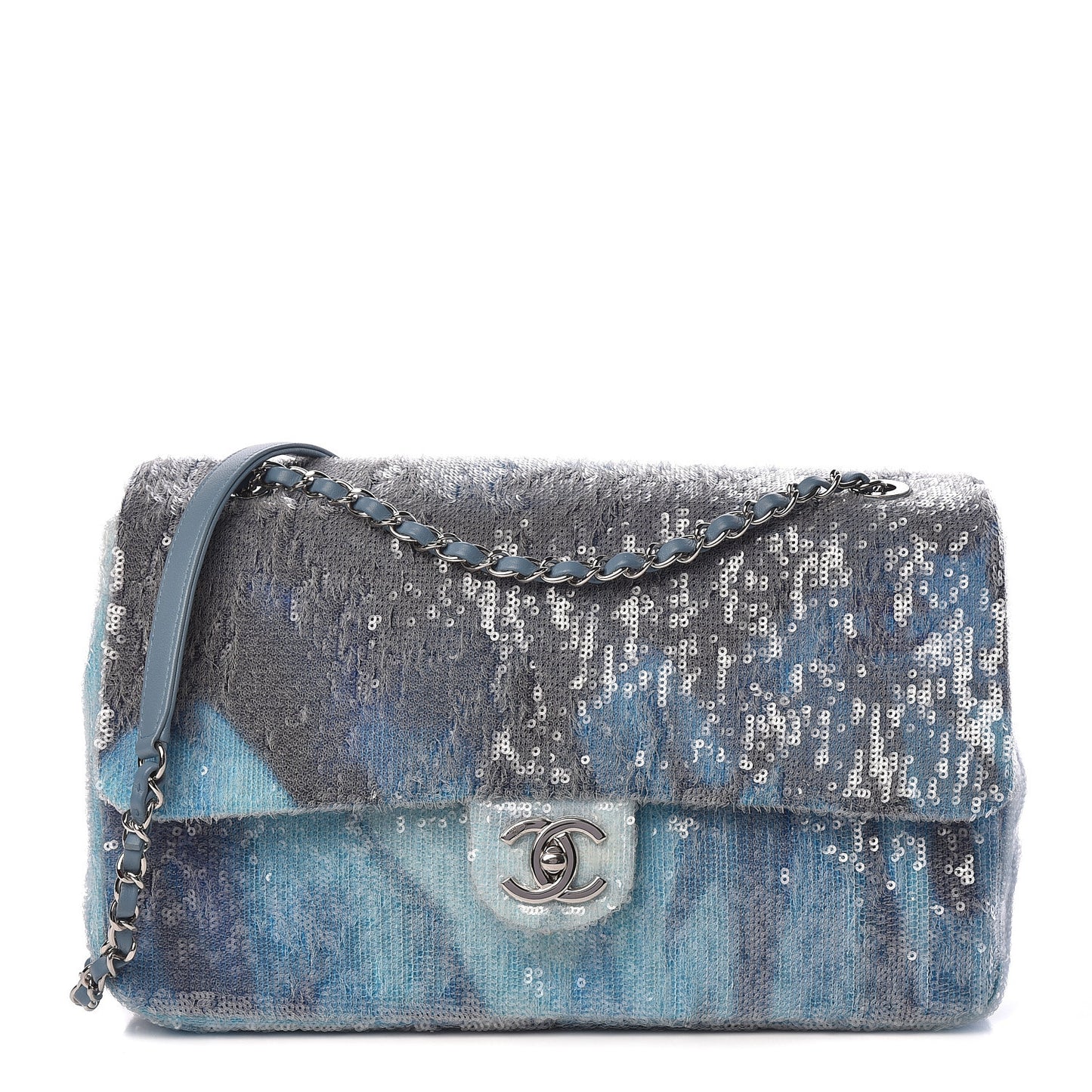 Sequin Large Waterfall Flap Light Blue