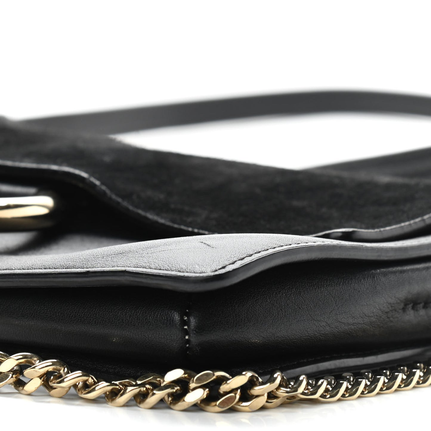 Suede Calfskin Small Faye Shoulder Bag Black