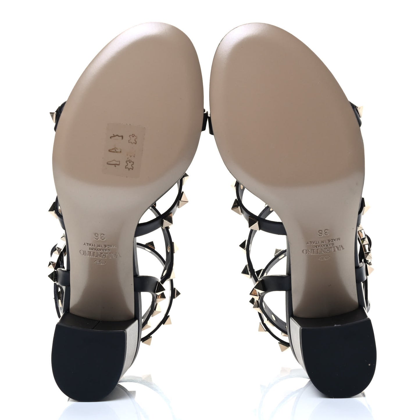 Calfskin Rockstud 60mm City Sandals 36 Black