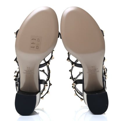 Valentino Garavani Calfskin Rockstud 60mm City Sandals 36 Black 4 of 7