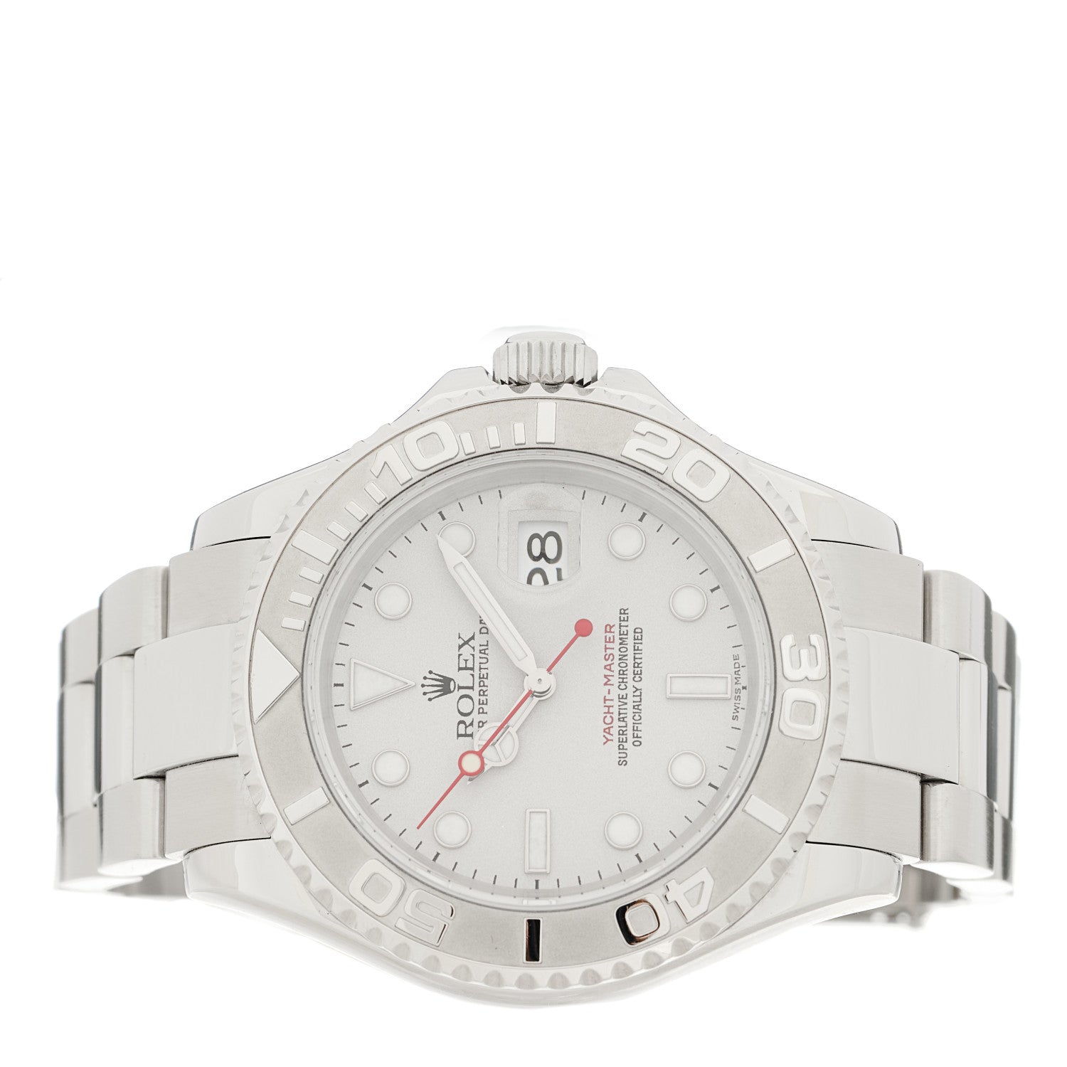 Rolex Stainless Steel Platinum 40mm Oyster Perpetual Date Yacht-Master Watch Silver 16622 2 of 4