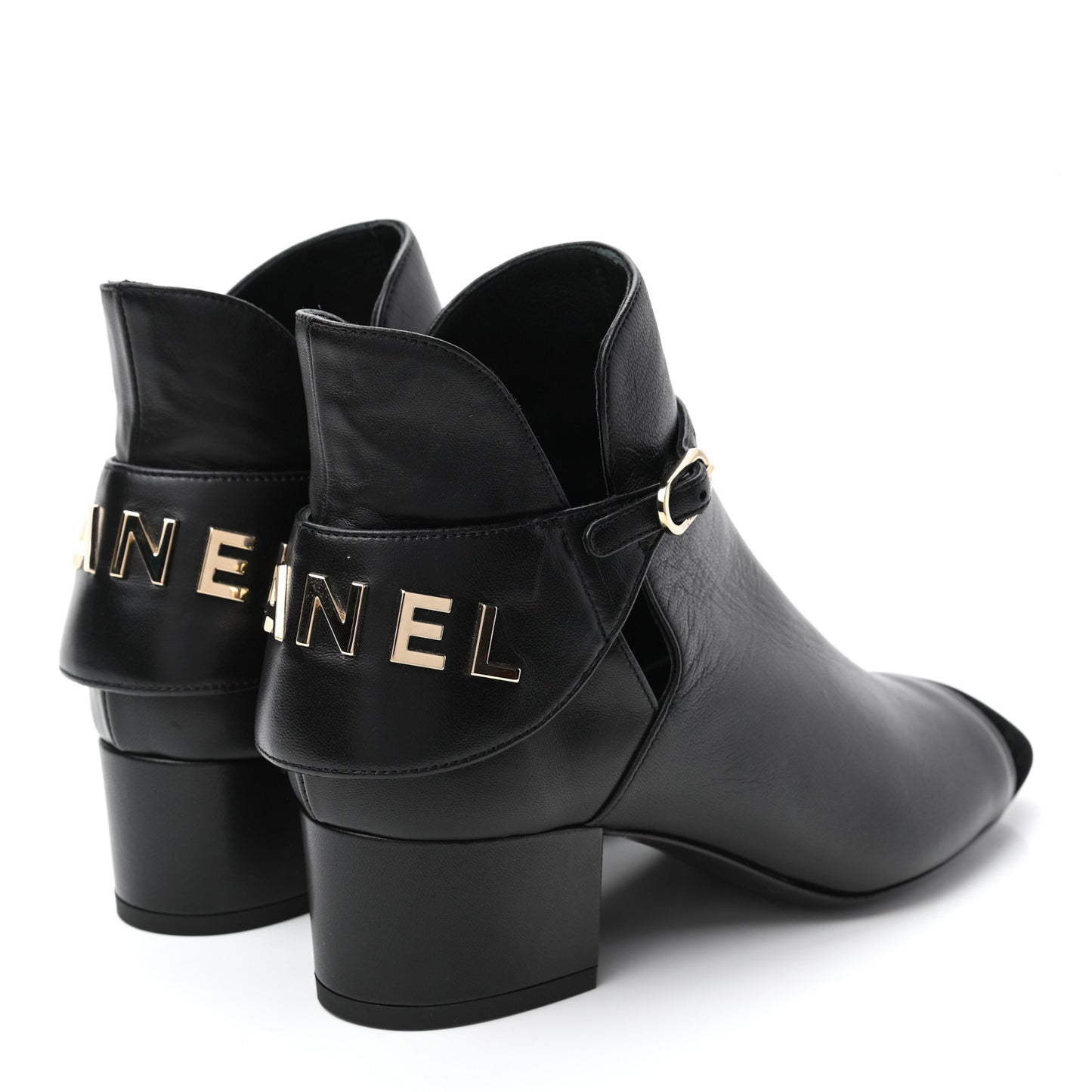 Lambskin Velvet Cap Toe Short Ankle Boots 35 Black