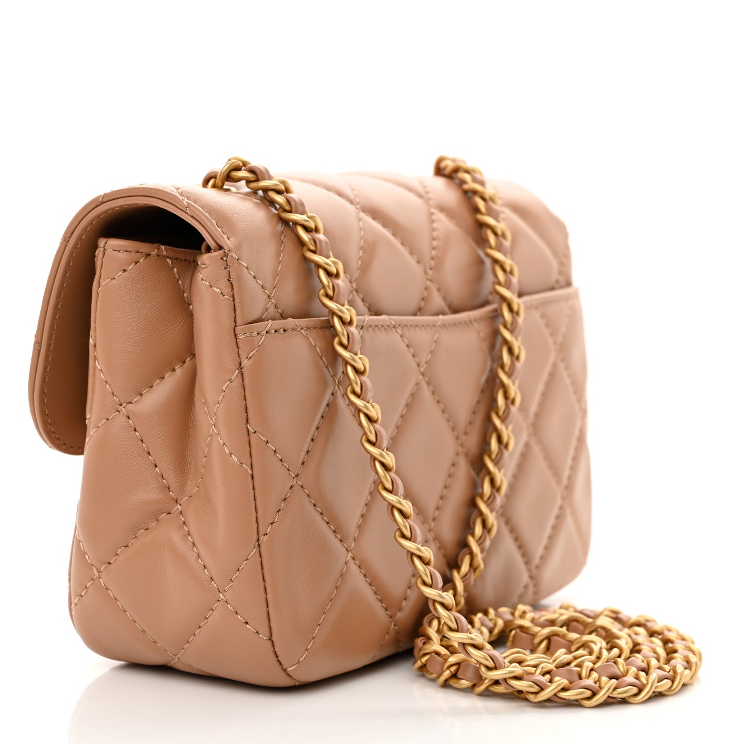 Chanel Shiny Lambskin Quilted Mini Maxi CC Flap Beige 3 of 11