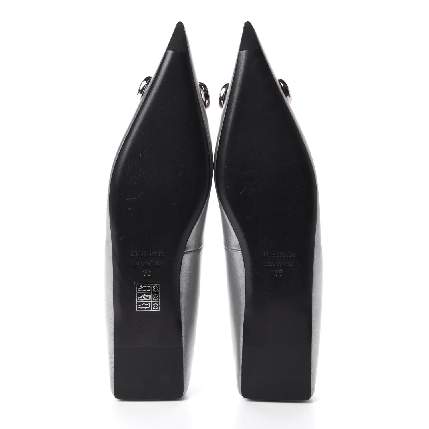Balenciaga Metallic Calfskin BB Knife Pointy Toe Ballerina Flats 36 Silver Hardware 6 of 10