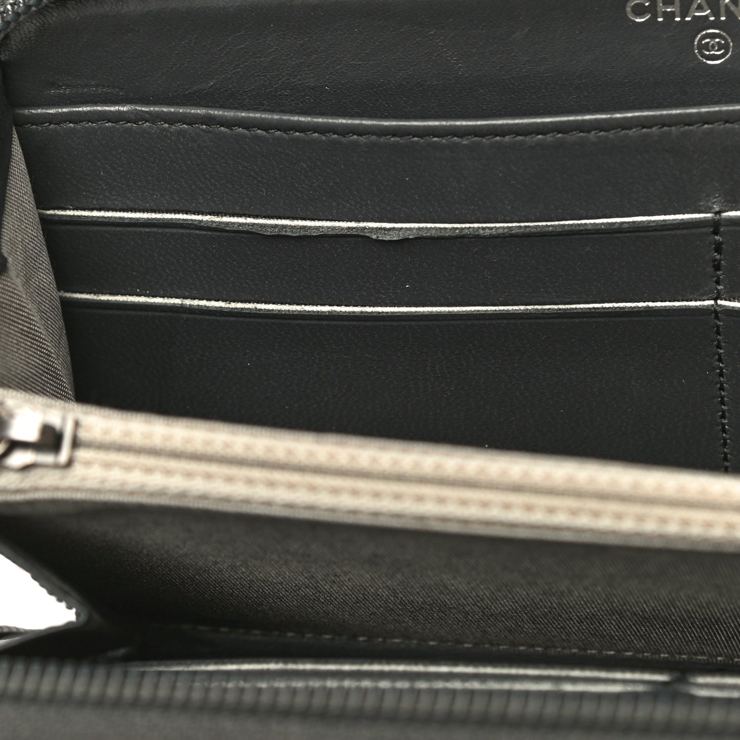 Lambskin Quilted Boy Zip Around Wallet Dark Grey