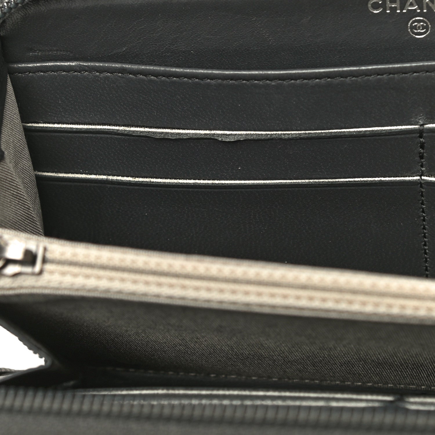 Chanel Lambskin Quilted Boy Zip Around Wallet Dark Grey 13 of 18