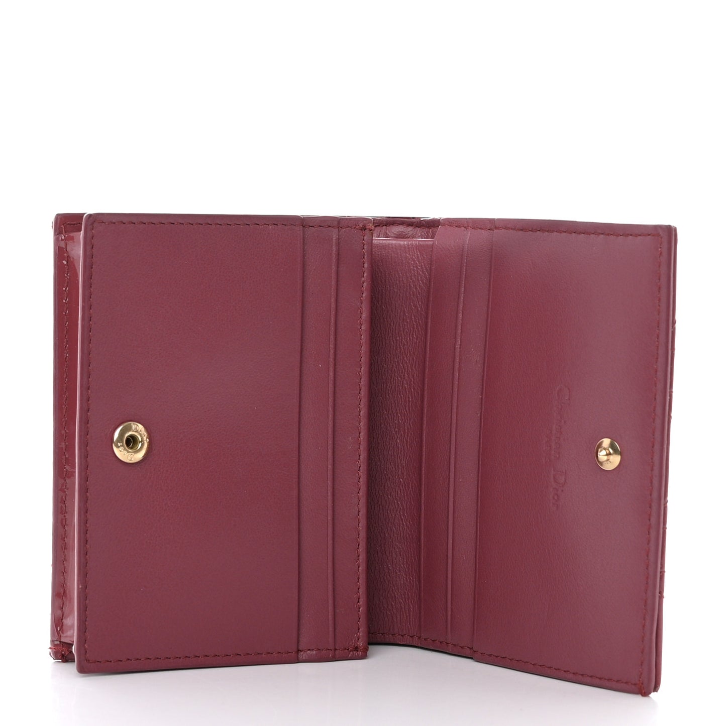 Patent Cannage Mini Lady Dior Wallet Mallow Rose