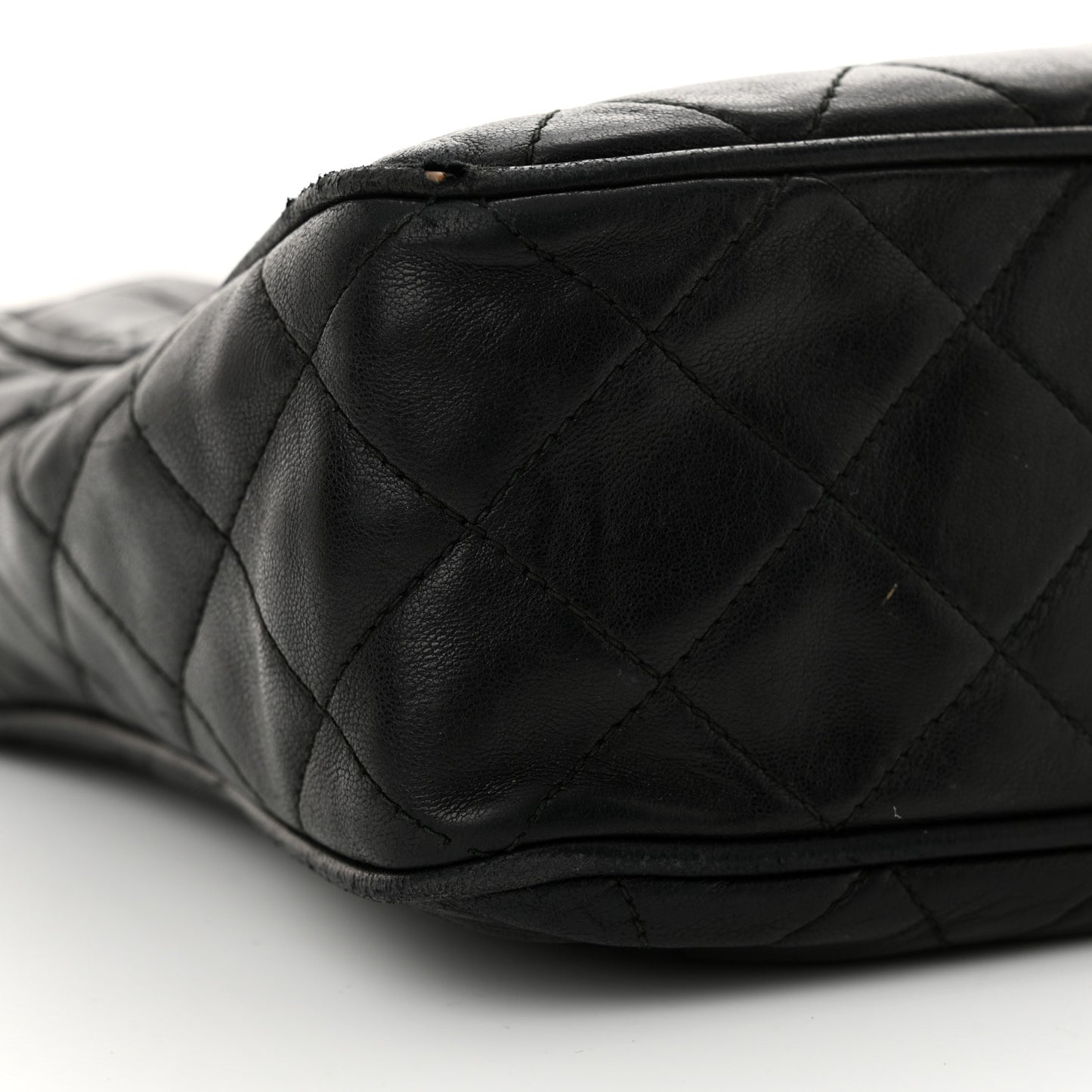 Lambskin Quilted Tassel Camera Case Black