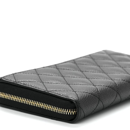 Chanel Caviar Quilted Large Gusset Zip Around Wallet Black 10 of 12