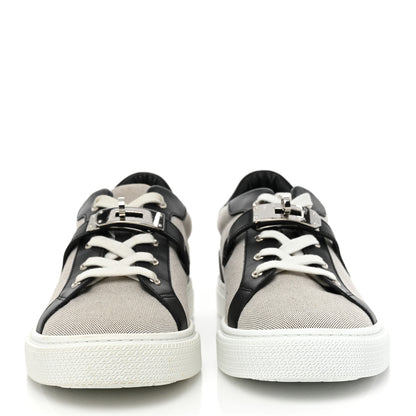 Hermes Calfskin Canvas Day Sneakers 41.5 Black White 2 of 12
