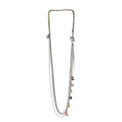 Chanel Metal Strass PVC Enamel CC Chain Link Long Necklace Gold Blue Pink Yellow 3 of 6