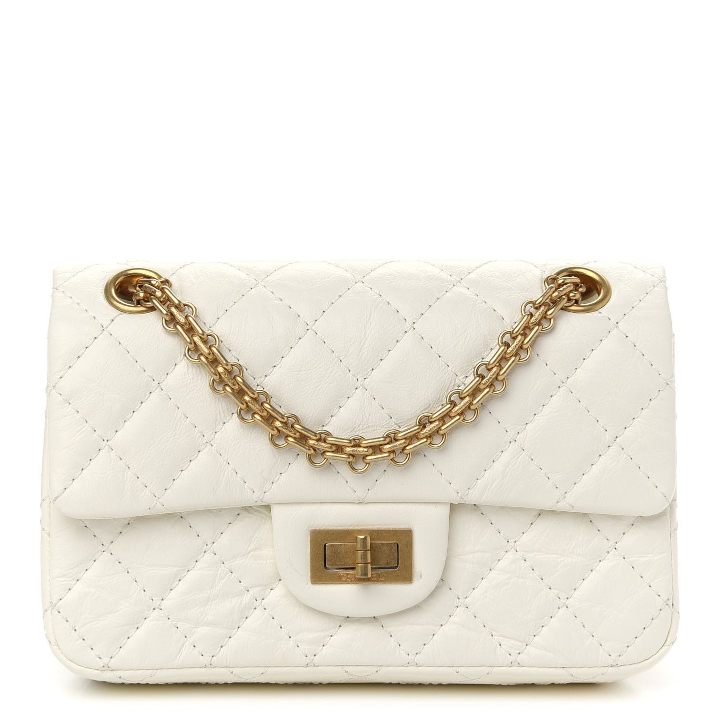Aged Calfskin Quilted 2.55 Reissue Mini Flap White