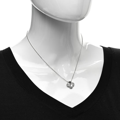 Van Cleef & Arpels 18K White Gold Guilloche Vintage Alhambra Pendant Necklace 2 of 6