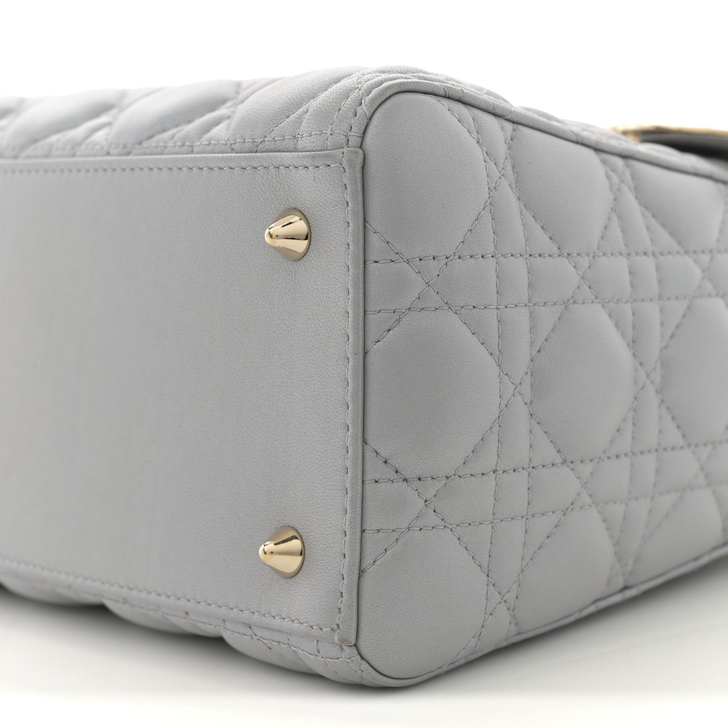 Christian Dior Pearly Lambskin Cannage Medium Lady Dior Grey 10 of 11