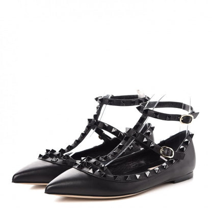 Valentino Garavani Nappa Rockstud Cage Ballerina Flats 37 Black 3 of 7