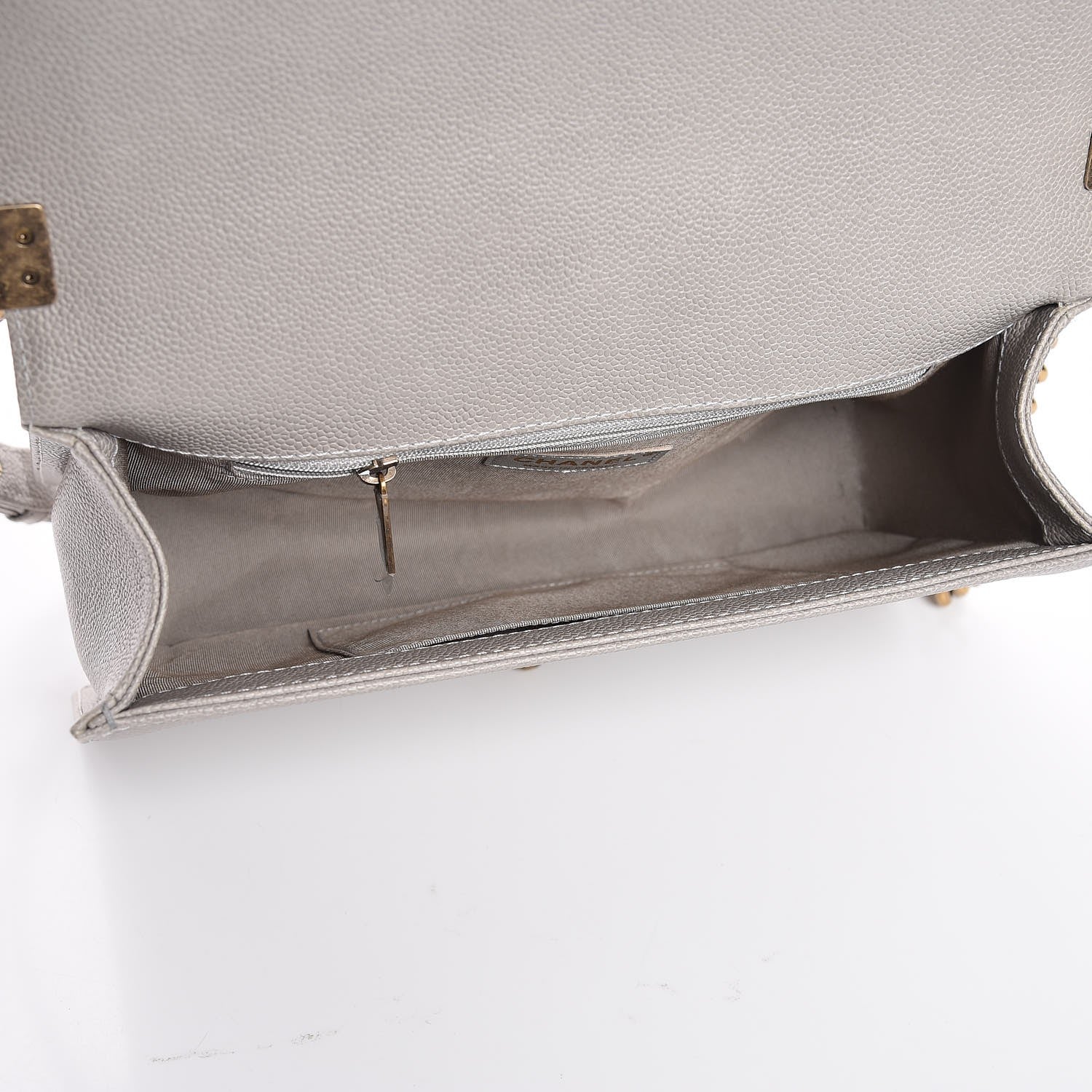 Chanel Caviar Quilted New Medium Boy Flap Light Grey 9 of 18