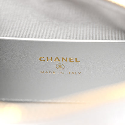 Chanel Metallic Caviar Quilted Barrel Clutch With Chain Silver 6 of 10