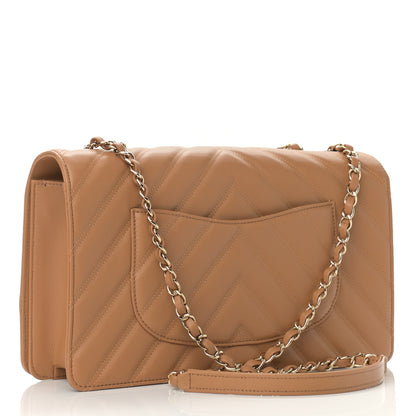 Chanel Lambskin Chevron Quilted Flap Camel 3 of 11