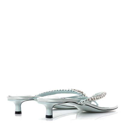 Jimmy Choo Satin Crystal Dila 35 Sandals 37.5 Light Verde 5 of 10