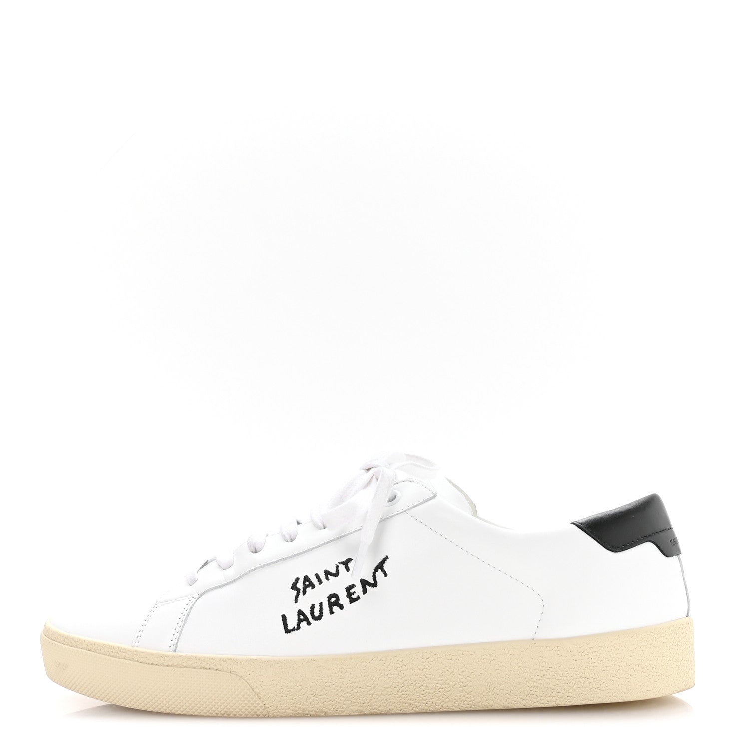 Saint Laurent Calfskin Embroidered Court Classic Sneakers 40 White Black 1 of 8