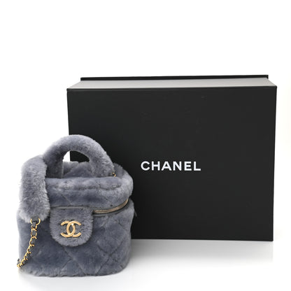 Chanel Shearling Lambskin Quilted Small Vanity Case Grey 11 of 11