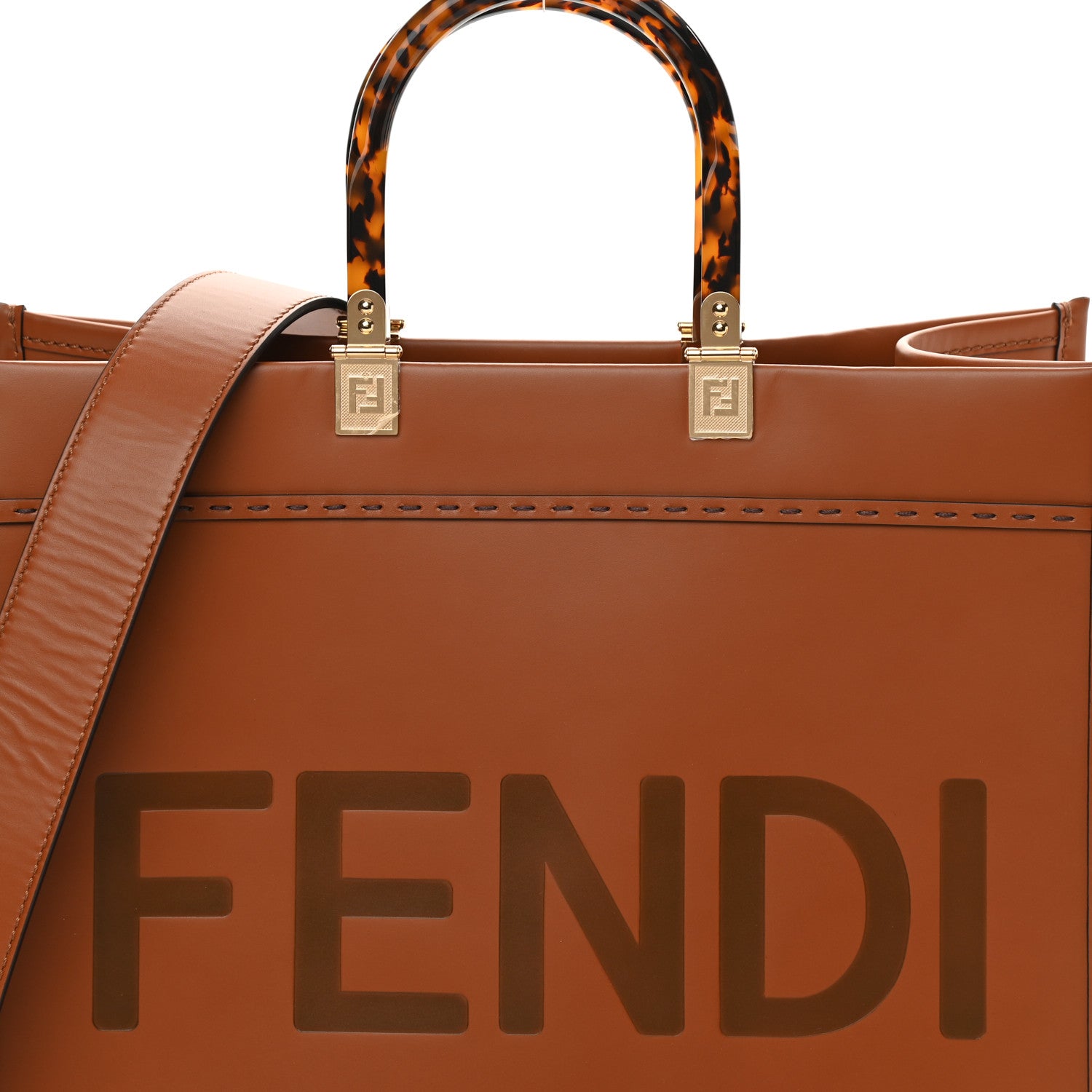 Fendi Vitello King Plexiglass Medium Fendi Sunshine Shopper Tote Cuoio 8 of 12