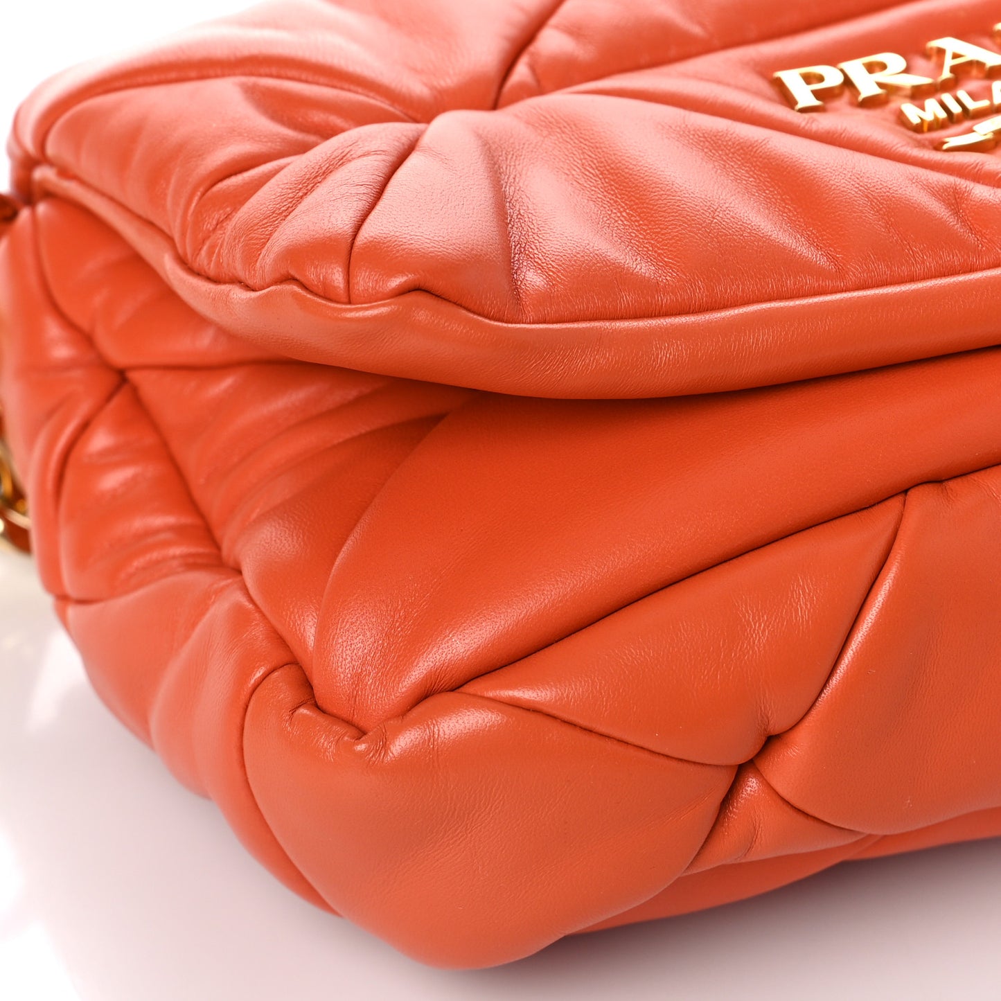 Nappa Triangle Quilted Medium Patchwork System Flap Bag Arancio