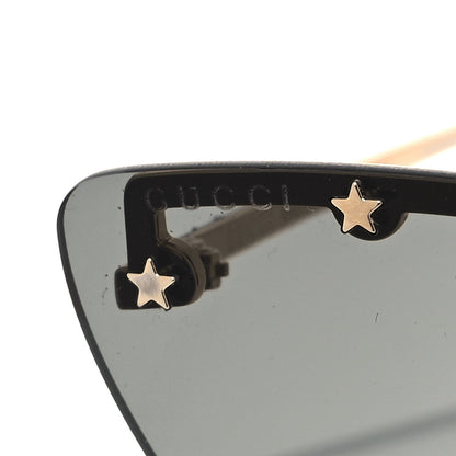 Gucci Metal Rimless Star Studded 90mm Cat Eye GG0666S Sunglasses Black Gold 7 of 7