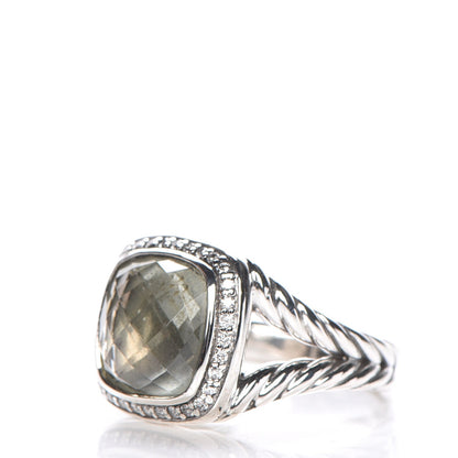 David Yurman Sterling Silver Diamond Prasiolite 11mm Albion Ring 56 7.75 3 of 5
