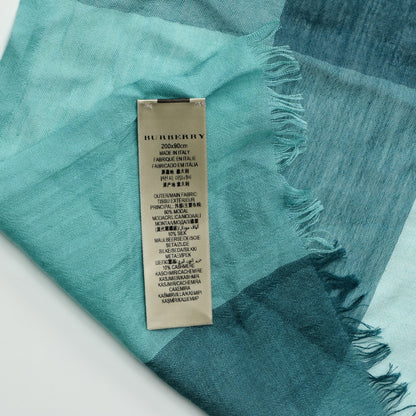 Burberry Modal Cashmere Silk House Check Lightweight Scarf Pale Peridot Blue 4 of 5