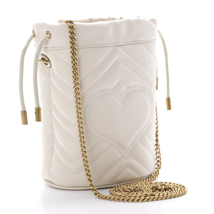 Gucci Calfskin Matelasse Mini GG Marmont 2.0 Bucket Bag White 3 of 12