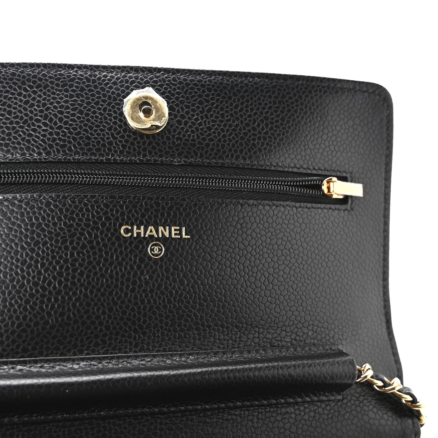 Caviar Quilted Wallet on Chain WOC Black