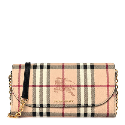 Burberry Haymarket Check Henley Wallet On Chain Black 1 of 8