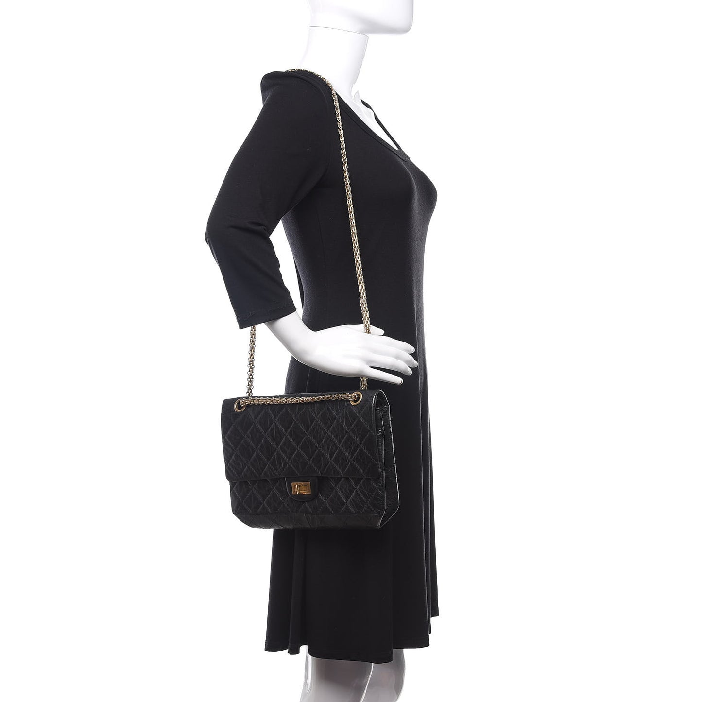 Aged Calfskin Quilted 2.55 Reissue 226 Flap Black