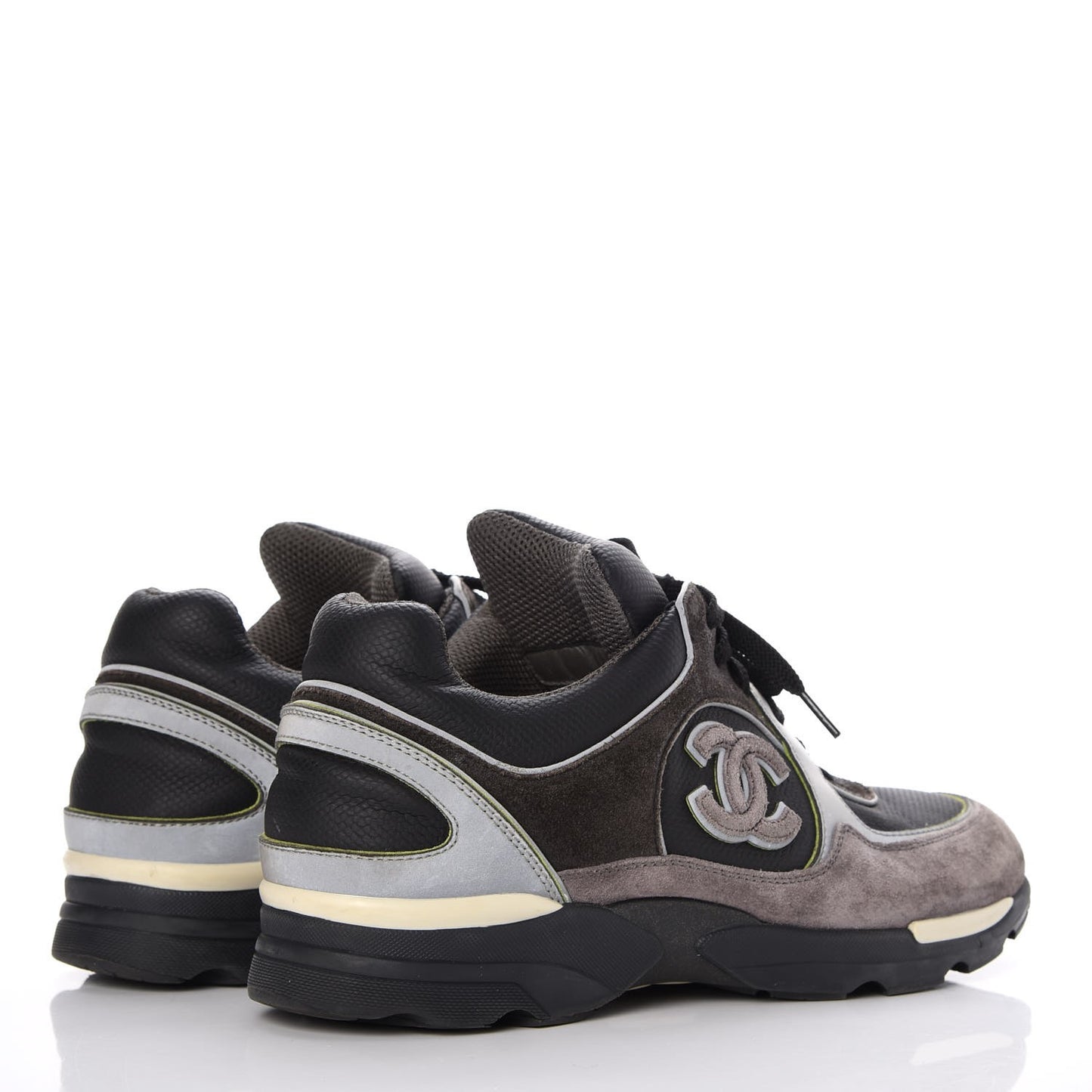 Suede Calfskin CC Sneakers 39.5 Black Grey