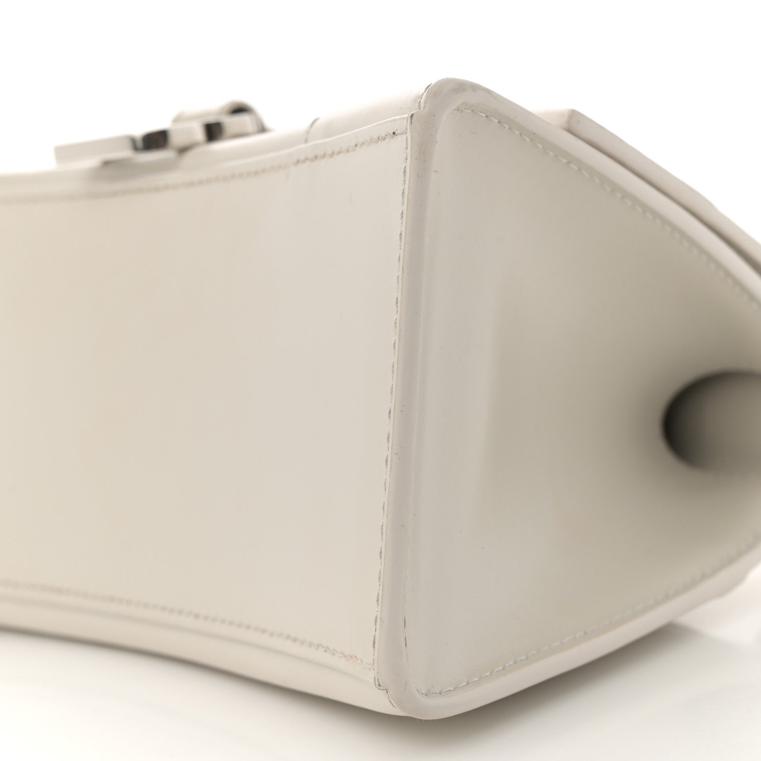 Balenciaga Shiny Box Calfskin Tonal B Small Hourglass Top Handle Bag Chalky White 9 of 13