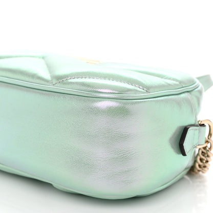Gucci Iridescent Nappa Chevron Matelasse Small GG Marmont Chain Shoulder Bag Iridescent Salvy Green 9 of 9