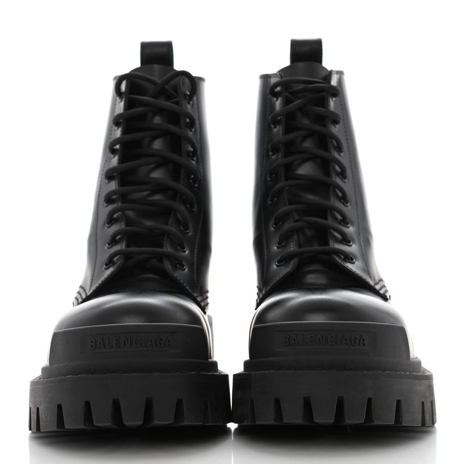 Balenciaga Calfskin Womens Strike 20mm Lace Up Boots 38 Black 2 of 12