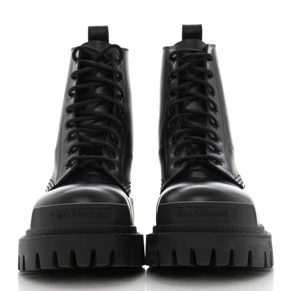 Balenciaga Calfskin Womens Strike 20mm Lace Up Boots 38 Black 2 of 12