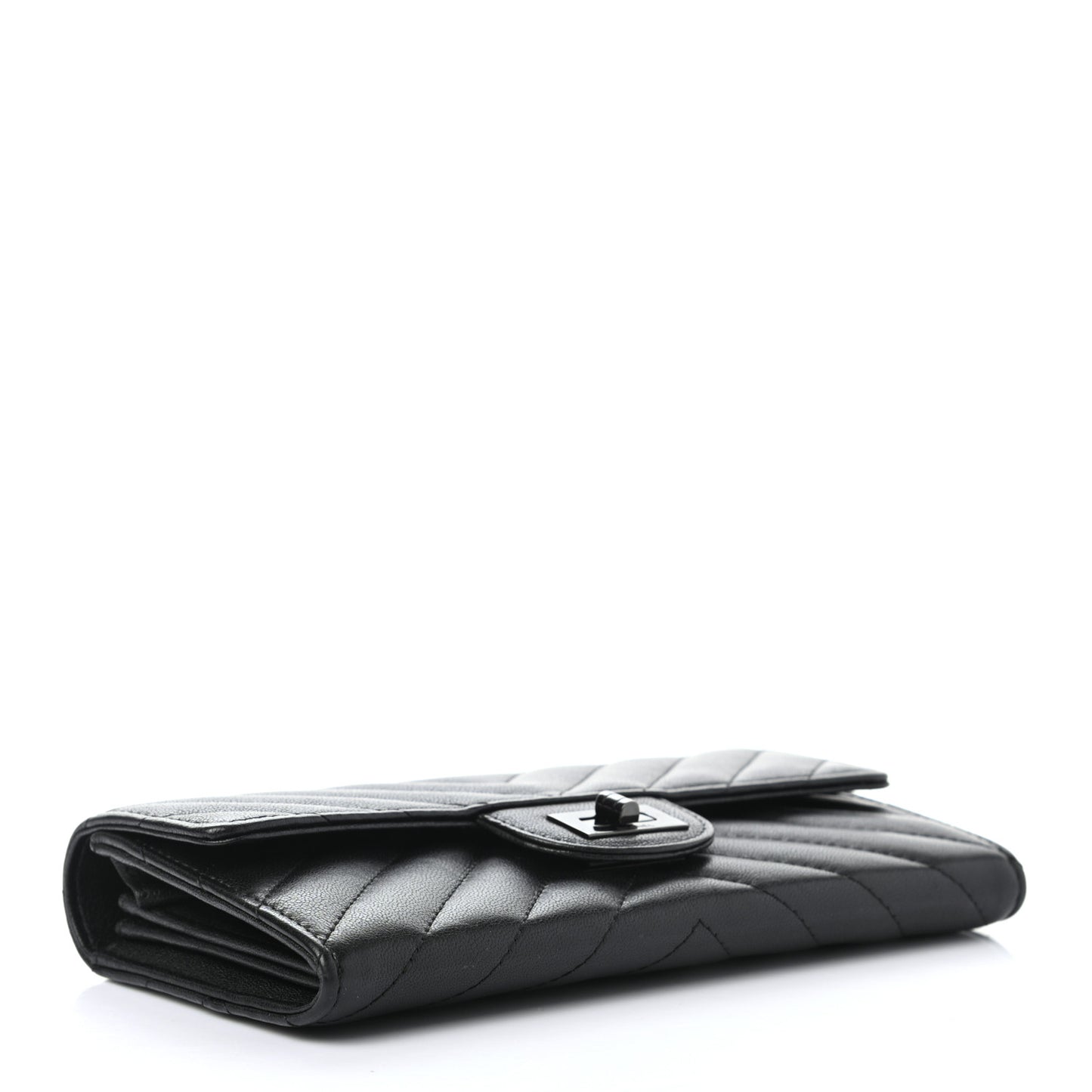 Aged Calfskin Chevron Quilted 2.55 Reissue Flap Wallet So Black