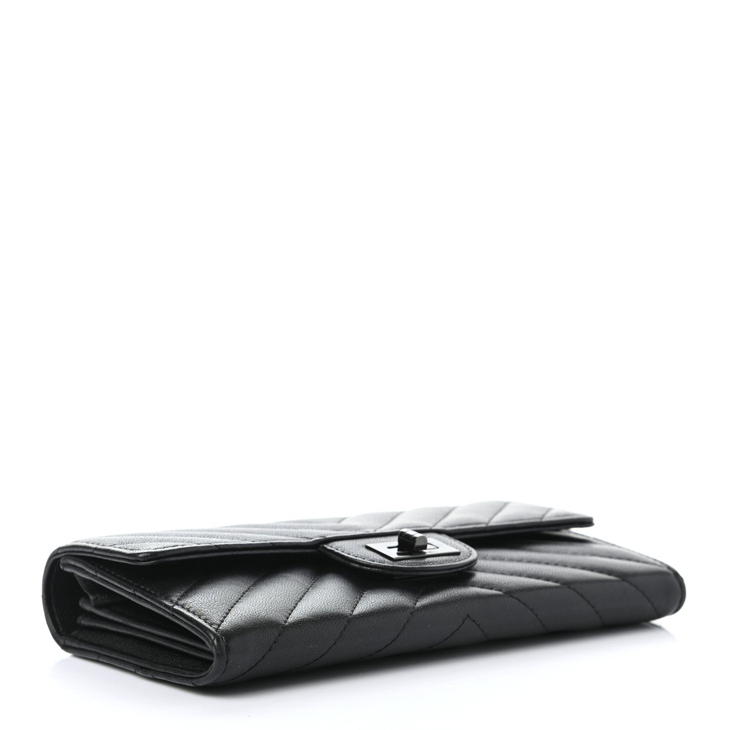 Chanel Aged Calfskin Chevron Quilted 2.55 Reissue Flap Wallet So Black 4 of 8