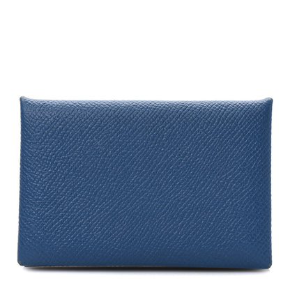 Hermes Epsom Calvi Card Case Bleu Saphir 1 of 9