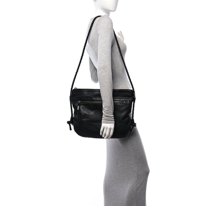Gucci Deerskin Interlocking G Braided Messenger Bag Black 2 of 11