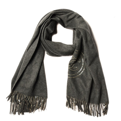 Chanel Cashmere CC Chain Fringe Shawl Dark Grey 1 of 6